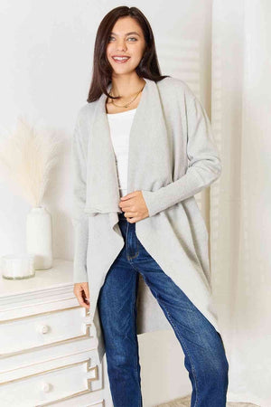 Double Take Open Front Duster Cardigan with Pockets - My Store