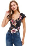 Floral Printed Peasant Style Bodysuit - My Store