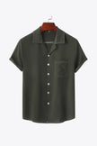 Full Size Contrast Stitching Pocket Shirt - My Store