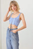 Solid Lace Up Sleeveless Round Neckline Front & Back Crop Top - My Store