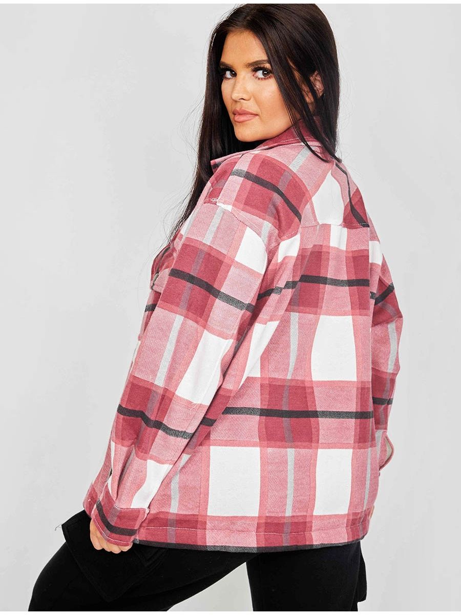 Wine Check Shacket Womens - My Store