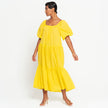 ROSEMARY Dotted Cotton Dress, in Sunflower Yellow - My Store