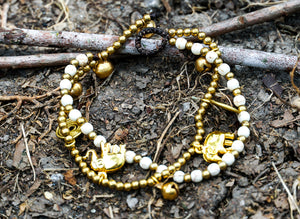 Boho Elephant Bracelets, Brass Bracelets White - My Store