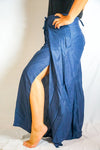 Solid Blue Palazzo Wrap Pants, Hippie Pants, Boho Harem Flow Pants - My Store