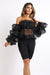 Sexy Organza Sleeve Detailed Top & Matching Shorts 2 Piece Set Black - My Store