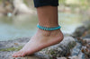 Turquoise Teardrop Bead Boho Silver Anklet - My Store