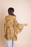 Tropical Leaves Draped Sleeve Kimono - My Store