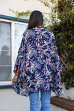 Tropical Leaves Draped Sleeve Kimono - My Store