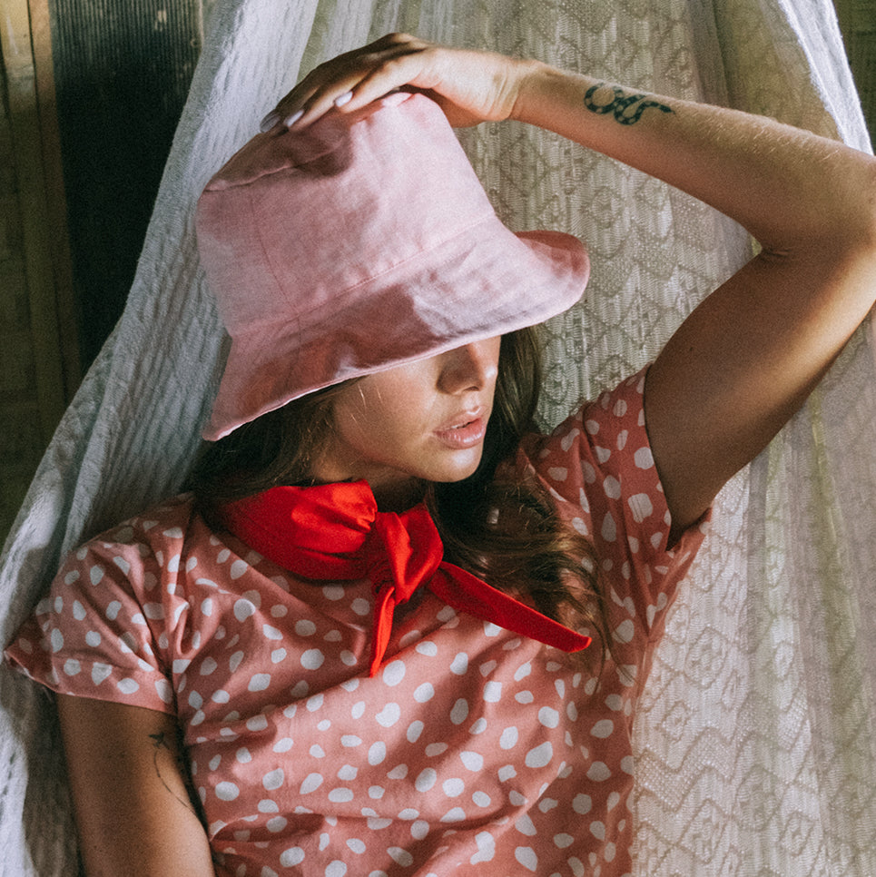 WATU Seaside Linen Bucket Hat, in Salt Pink - My Store