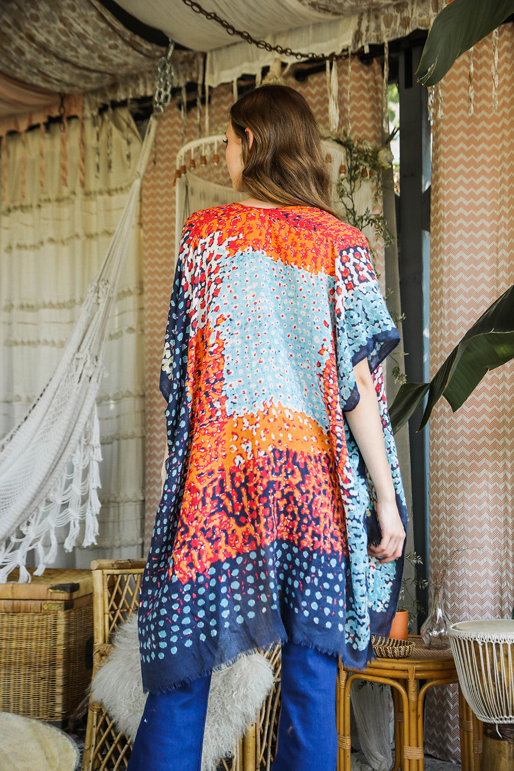 Vibrant Multicolor Frayed Kimono - My Store