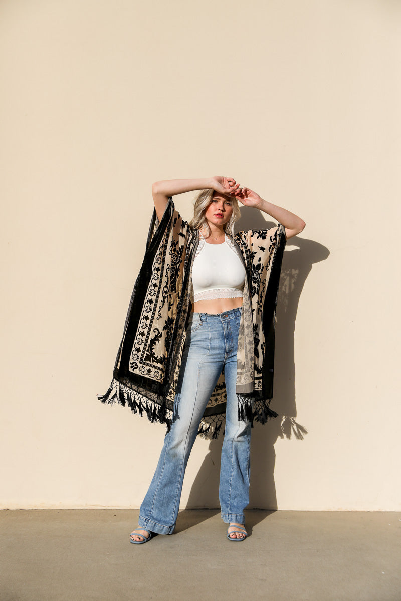 Velvet Mesh Tapestry Kimono - My Store