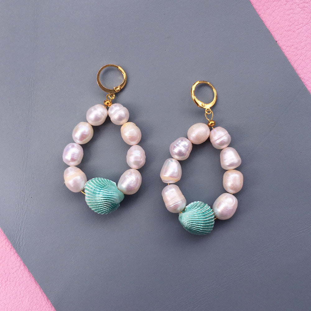 Candy Shell Pearl Earrings - My Store