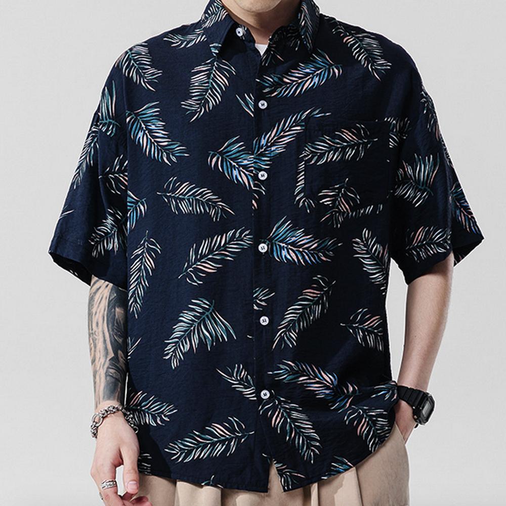 Mens Loose Fit Summer Floral Hawaiian Shirt - My Store