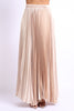 Elastic High Waist A-Line Pleated Satin Maxi Skirt TAUPE - My Store