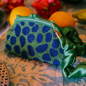 ARNOLDI JADE Hand-beaded Clutch, in Lush Green & Blue - My Store