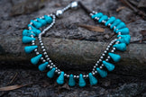 Turquoise Teardrop Bead Boho Silver Anklet - My Store