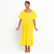 ROSEMARY Dotted Cotton Dress, in Sunflower Yellow - My Store