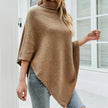 Womens Turtleneck Poncho With Side Buttons Details - My Store