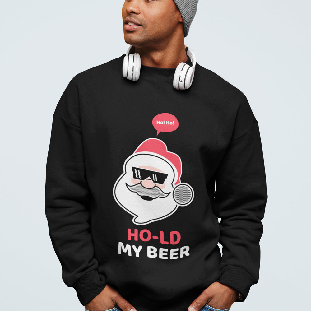 Mens Ho Ho Ho Santa Beer Crewneck Sweatshirt - My Store