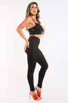 Mesh Contrast Sets Casual Sports Strappy Sleeve Top & Leggings BLACK - My Store