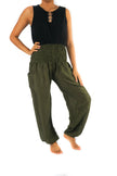 SOLID Green Women Boho Pants Hippie Pants Yoga - My Store