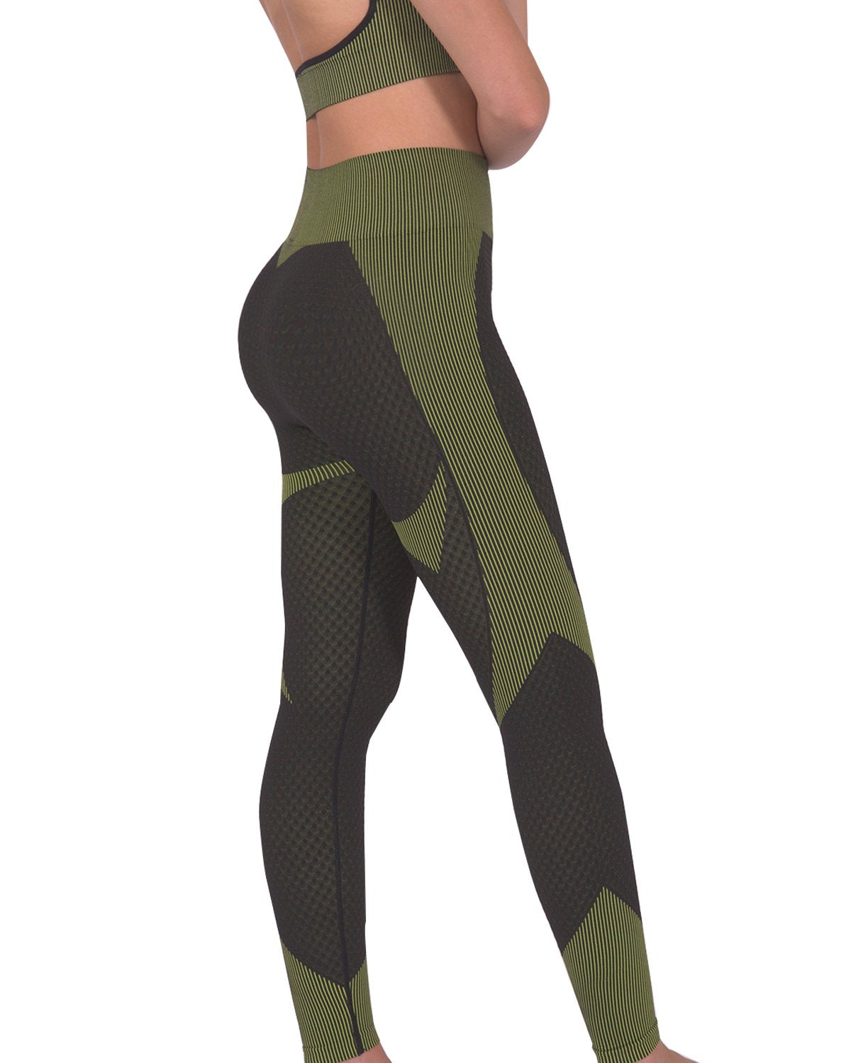 Trois Seamless Legging - Black with Green - My Store