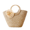 Woven Straw Totebag with Flowers - My Store