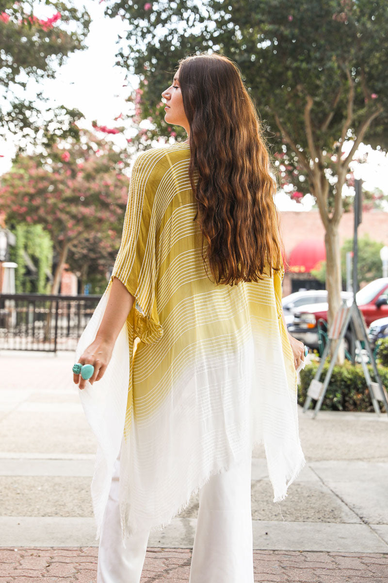 Stripe Woven Dip Dyed Kimono - My Store