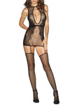 Lace Keyhole Hollow-out Fishnet Bodystocking - My Store