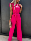 Ruffled Round Neck Cap Sleeve Jumpsuit - My Store