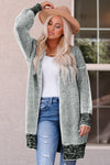 Gray Plaid Knitted Long Open Front Cardigan - My Store