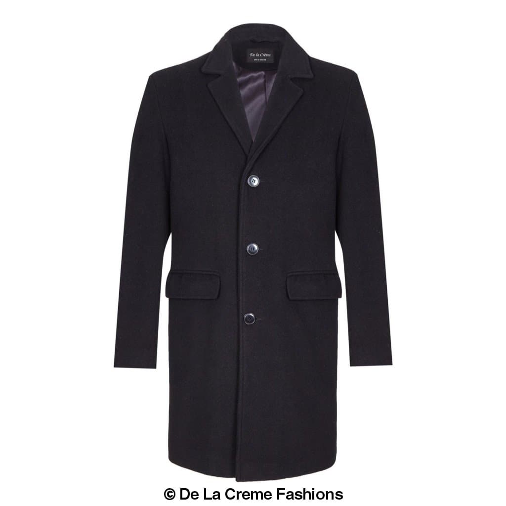 De La Creme MAN - Men's Single Breasted Wool Mix Overcoat - My Store