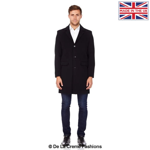 De La Creme MAN - Men's Single Breasted Wool Mix Overcoat - My Store