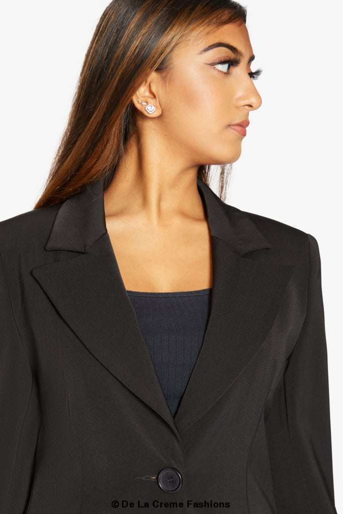 De La Creme Womens Collared Formal Longline Blazer - My Store