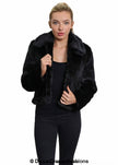 De La Creme Womens Faux Fur Cropped Aviator Bomber - My Store