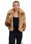 De La Creme Womens Faux Fur Cropped Aviator Bomber - My Store