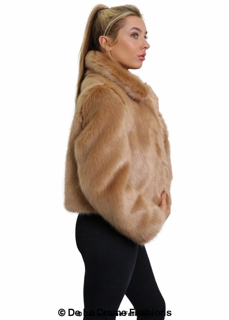 De La Creme Womens Faux Fur Cropped Aviator Bomber - My Store