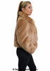 De La Creme Womens Faux Fur Cropped Aviator Bomber - My Store