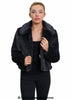 De La Creme Womens Faux Fur Cropped Aviator Bomber - My Store