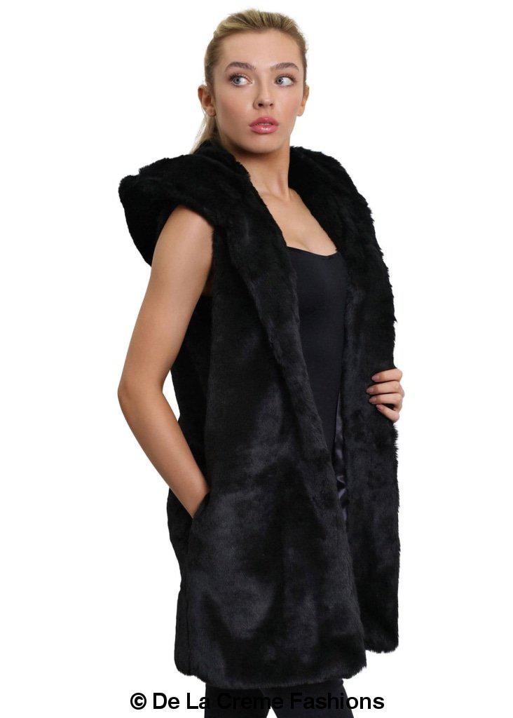 Faux Fur Hooded Gilet - My Store