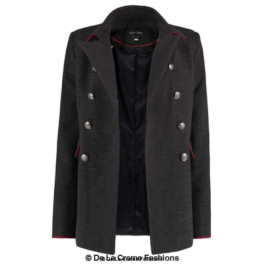 De La Creme Womens Military Style Pea Coat - My Store