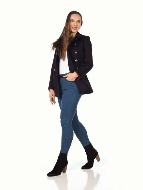 De La Creme Womens Military Style Pea Coat - My Store