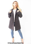 Womens Wool Feel Double Breasted Hooded Coat - My Store