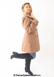 Womens Wool Feel Double Breasted Hooded Coat - My Store