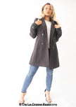 Womens Wool Feel Double Breasted Hooded Coat - My Store