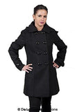 Womens Wool Feel Double Breasted Hooded Coat - My Store