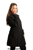 Womens Wool Feel Double Breasted Hooded Coat - My Store