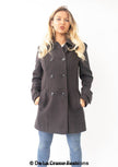 Womens Wool Feel Double Breasted Hooded Coat - My Store