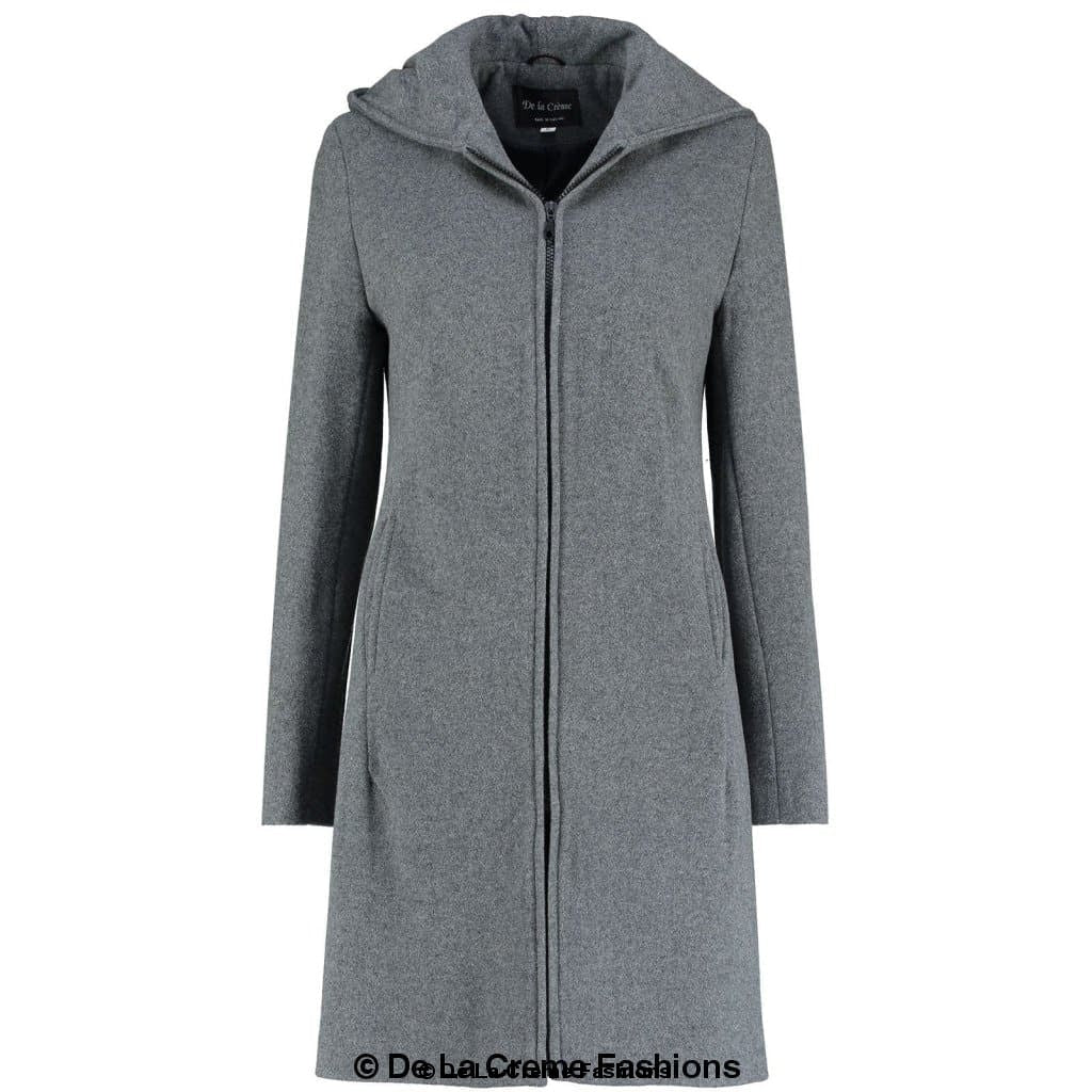 De La Creme - Women's Wool Blend Hooded Zip Coat - My Store