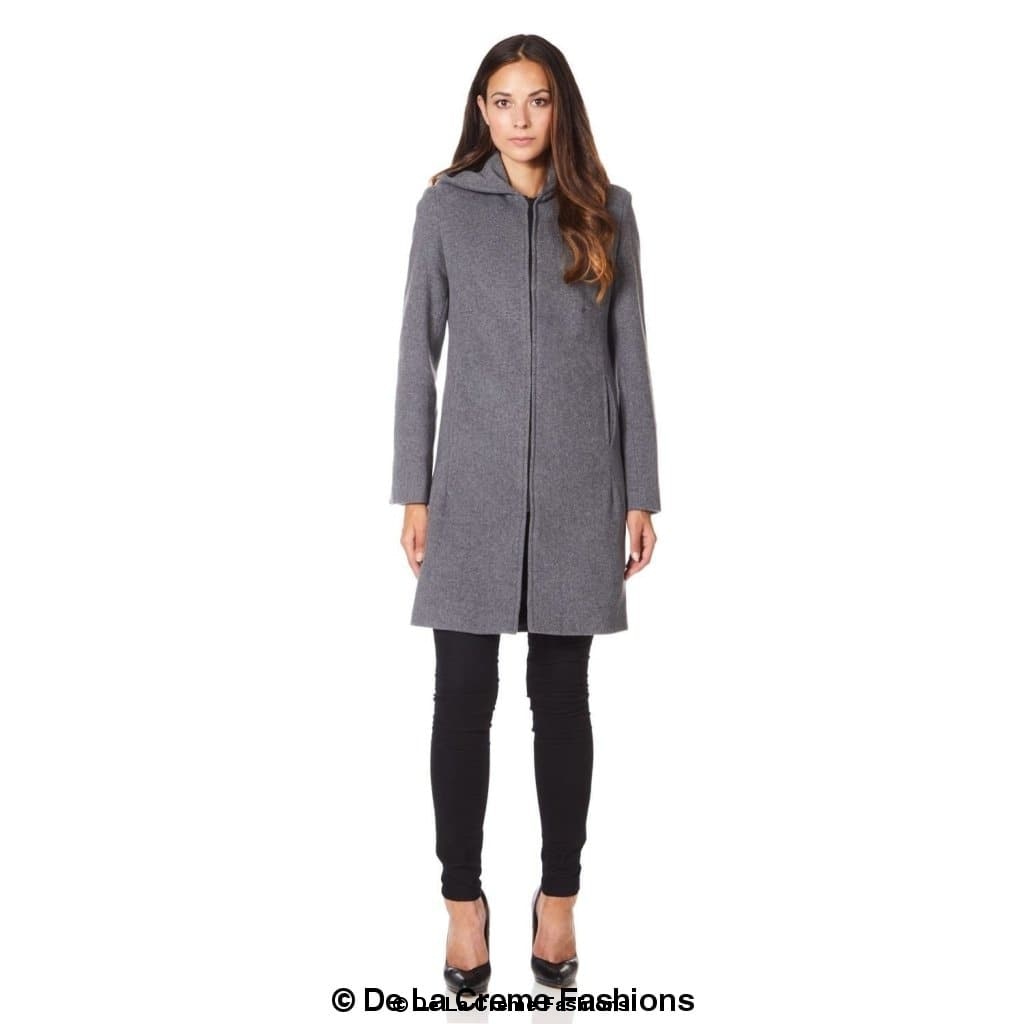 De La Creme - Women's Wool Blend Hooded Zip Coat - My Store